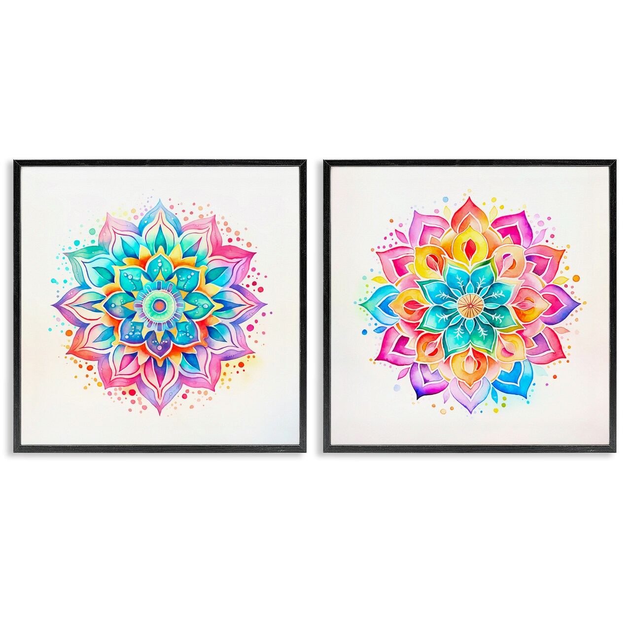 Stupell Industries Bright Boho Mandalas 2pc Framed Giclee Wall Art Set Design by Andrea Haase